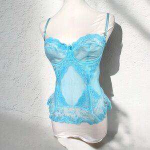 Vintage mermaid blue corset Fairycore mermaidcore 34C y2k whimsical